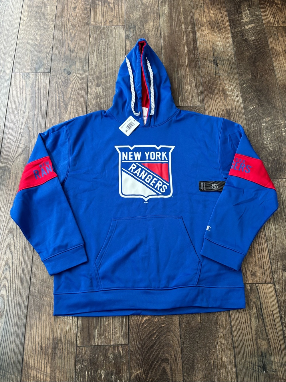 NEW Champion New York Rangers Hoodie Men’s Size XL, NHL Blue Red Pullover